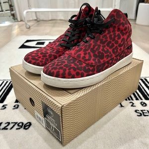 Gourmet NFN Red Leopard Print Leather High Top Shoes - Dieci 2 LX